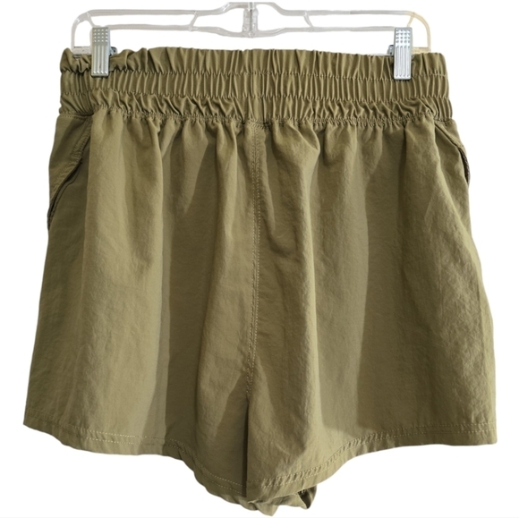 Free People Movement Next Round Shorts Large Pull-on Smocked Waist Workout Olive - Picture 4 of 8